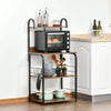 HOMCOM 4-Tier Baker's Rack, Microwave Stand with 4 Hooks, Kitchen Storage Unit for Spices, Pots and Pans, Rustic Brown