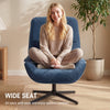 HOMCOM Accent Chair, Chenille Upholstered Swivel Armchair with Lumbar Pillow, High Back, Deep Seat and Metal Legs, Dark Blue