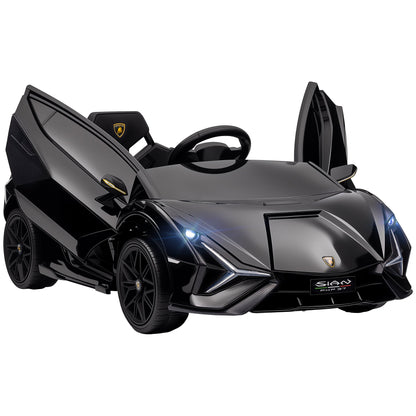 HOMCOM Lamborghini Sian Licensed Electric Car for Kids, 12V Kids Electric Ride on Car with Dual Motors, Remote Control, Black