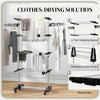 HOMCOM Four-Shelf Collapsing Clothes Horse, With Side Arms and Wheels - Black
