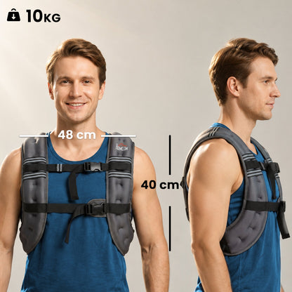 HOMCOM 10KG Weighted Vest, Running Weight Vest with Adjustable Strap, Convenient Pocket and Reflective Strips for Men and Women