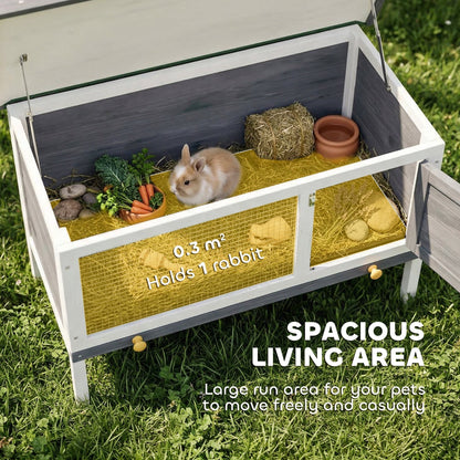 PawHut Wooden Rabbit Hutch, Guinea Pig Hutch with Asphalt Roof, Outdoor Elevated Bunny House for Rabbits, Chinchillas