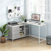 L-Shaped Computer Desk with Drawers Shelves and Charging Station-White