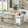 L-Shaped Computer Desk with Drawers Shelves and Charging Station-White