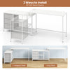 L-Shaped Computer Desk with Drawers Shelves and Charging Station-White
