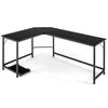 L-Shaped Desk with Power Outlet CPU Stand and Heavy-duty Metal Frame-Black