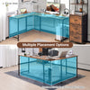 L-Shaped Desk with Power Outlet CPU Stand and Heavy-duty Metal Frame-Rustic Brown