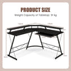 L-shaped Computer Desk with Power Outlet and Monitor Stand-Black