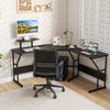 L-shaped Desk Corner Computer Desk with Movable Monitor Stand-Black