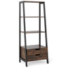 Ladder Bookshelf Tall Freestanding Display Rack with Storage-Rustic Brown