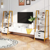 Ladder Bookshelf Tall Freestanding Display Rack with Storage-White
