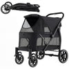 Large Dog Stroller with All-terrain Wheels and Adjustable Mesh Canopy-Black