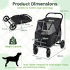 Large Dog Stroller with All-terrain Wheels and Adjustable Mesh Canopy-Black