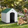 Large Plastic Dog House Waterproof Pet Shelter with Air Vents-Green