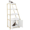 Large Cat Litter Box Enclosure with Storage and Removable Plush Mats-White