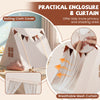 Large Kids Playhouse Tent with Washable Padded Mat and Colorful Flags-Beige