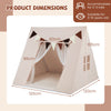 Large Kids Playhouse Tent with Washable Padded Mat and Colorful Flags-Beige