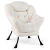 Large Lazy Chair with Cozy Head Pillow and Storage Pocket-Beige