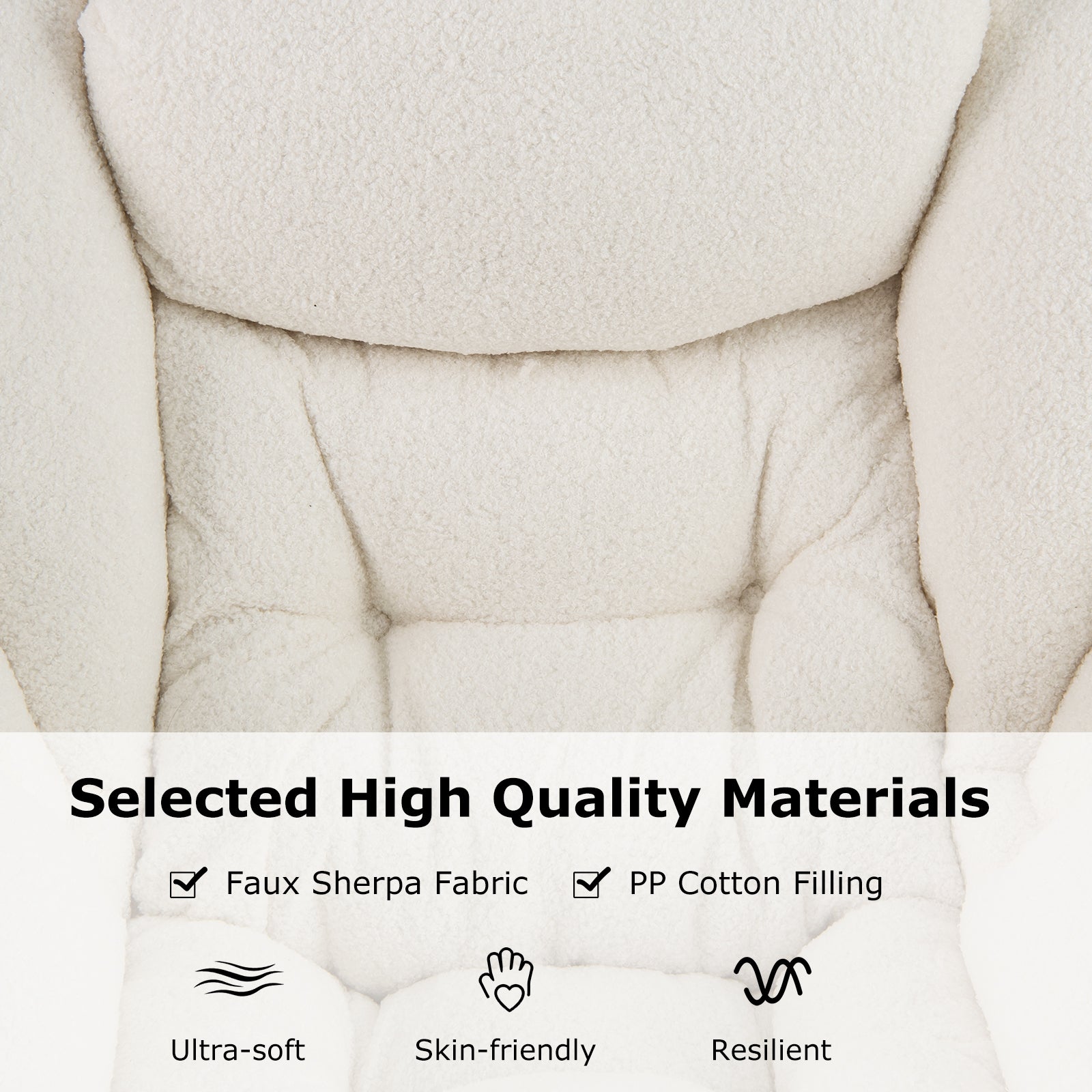 Large Lazy Chair with Cozy Head Pillow and Storage Pocket-Beige