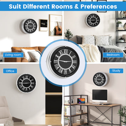 14/17.5 Inch Silent Wall Clock with Silver Frame-L