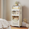 3/4-Tier Laundry Cart with Large Hamper and Lockable Wheels-Beige-4-Tier