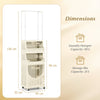 2-in-1 3/4-Tier Laundry Cart with Hanging Bar and Lockable Wheels-4-Tier-Beige