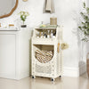 3/4-Tier Laundry Cart with Large Hamper and Lockable Wheels-Beige-3-Tier