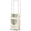 2-in-1 3/4-Tier Laundry Cart with Hanging Bar and Lockable Wheels-3-Tier-Beige