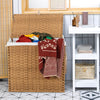 Laundry Hamper with Lid and Wheels and 2 Removable and Washable Liner Bags-Natural
