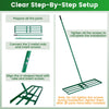 Lawn Leveling Rake with Adjustable Handle and Rotating U-Head for Topsoil-Green