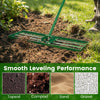 Lawn Leveling Rake with Adjustable Handle and Rotating U-Head for Topsoil-Green