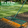 Lawn Leveling Rake with Adjustable Handle and Rotating U-Head for Topsoil-Green