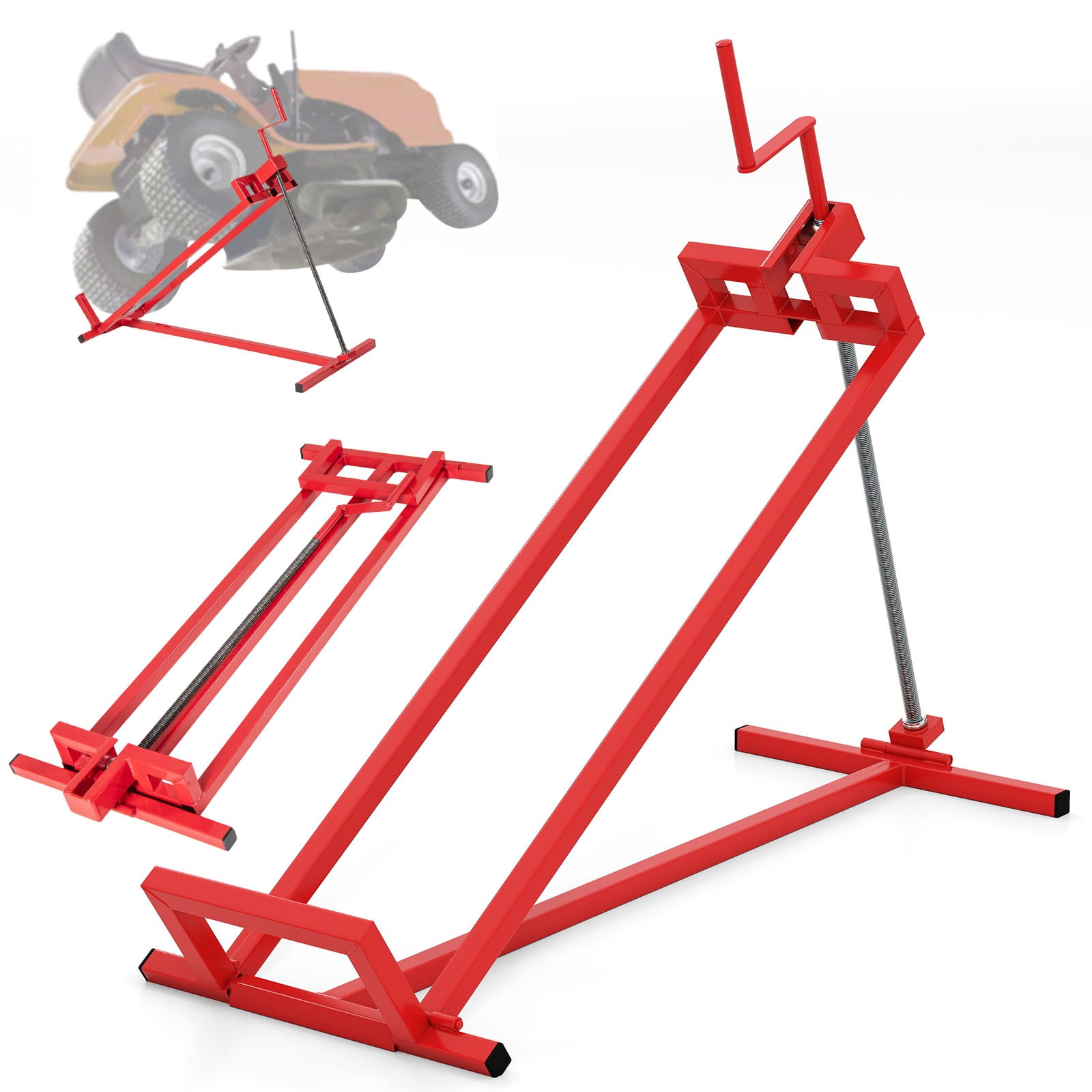 Lawn Mower Lift Jack Riding Mower Lift with Adjustable Height and Angle-Red