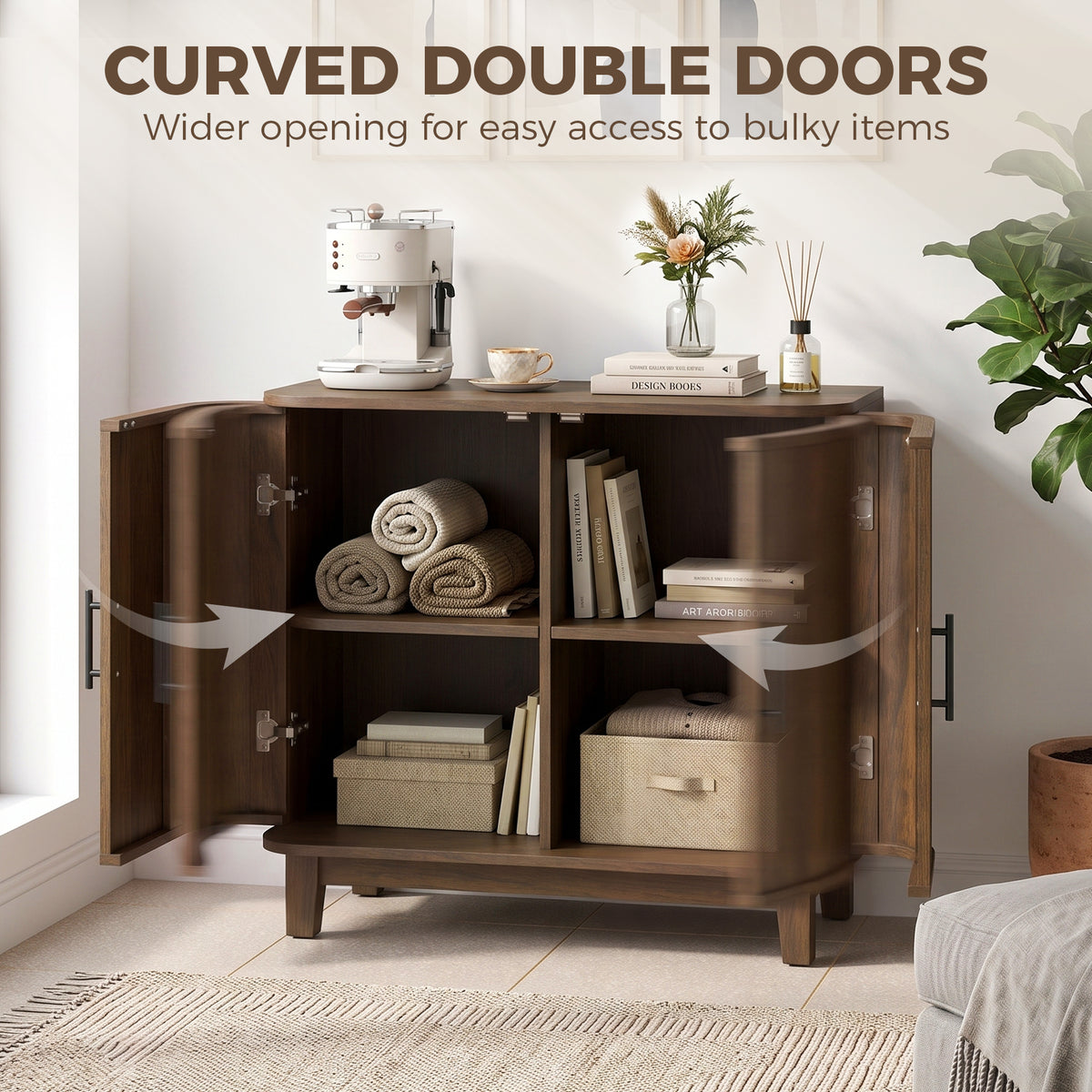 HOMCOM Sideboard Buffet Cabinet in Dark Walnut