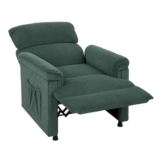 HOMCOM Corduroy Electric Recliner Armchair with Massage and Heat - Green