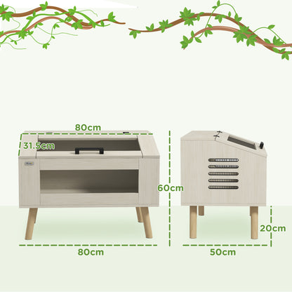 حوض PawHut 111L Vivarium للثعابين والسحالي والضفادع ذات القرون والحرباء والهامستر والجربوع مع نوافذ من الزجاج المقسّى