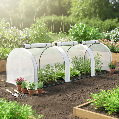 Outsunny 295  x 100 cm Low Tunnel Greenhouse - White