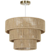 HOMCOM Hemp Rope Ceiling Light, 3-Layer Boho Pendant Light, 4 x E14 Vintage Ceiling Lamp Fixtures for Living Room, Bedroom, Kitchen, Hallway, Light Brown