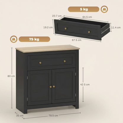 HOMCOM Sideboard Storage Cabinet in Black