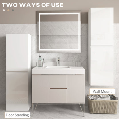 kleankin Bathroom Storage Unit in High Gloss White