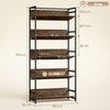 HOMCOM Bookshelf 5-Tier Metal Frame Room Divider Bookcase Storage Shelves for Living Room Rustic Brown
