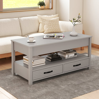 Lift Top Coffee Table Farmhouse Accent Table with Storage-Grey