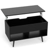 Lift Up Top Coffee Table with Hidden Storage Compartment and Open Shelf-Black