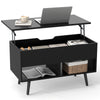 Lift Up Top Coffee Table with Hidden Storage Compartment and Open Shelf-Black