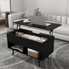 Lift Up Top Coffee Table with Hidden Storage Compartment and Open Shelf-Black