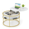 80cm Lift Top Coffee Table with Hidden Compartment and Side Shelves-White
