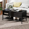 Lift Top Coffee Table with Hidden Compartment and Storage Shelf-Black