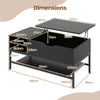 Lift Top Coffee Table with Hidden Compartment and Storage Shelf-Black