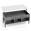 Lift Top Coffee Table with Large Hidden Compartment and 3 Open Cubbies-Grey