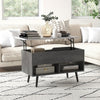 Lift Top Coffee Table with Hidden Compartment and Open Storage Shelves-Grey